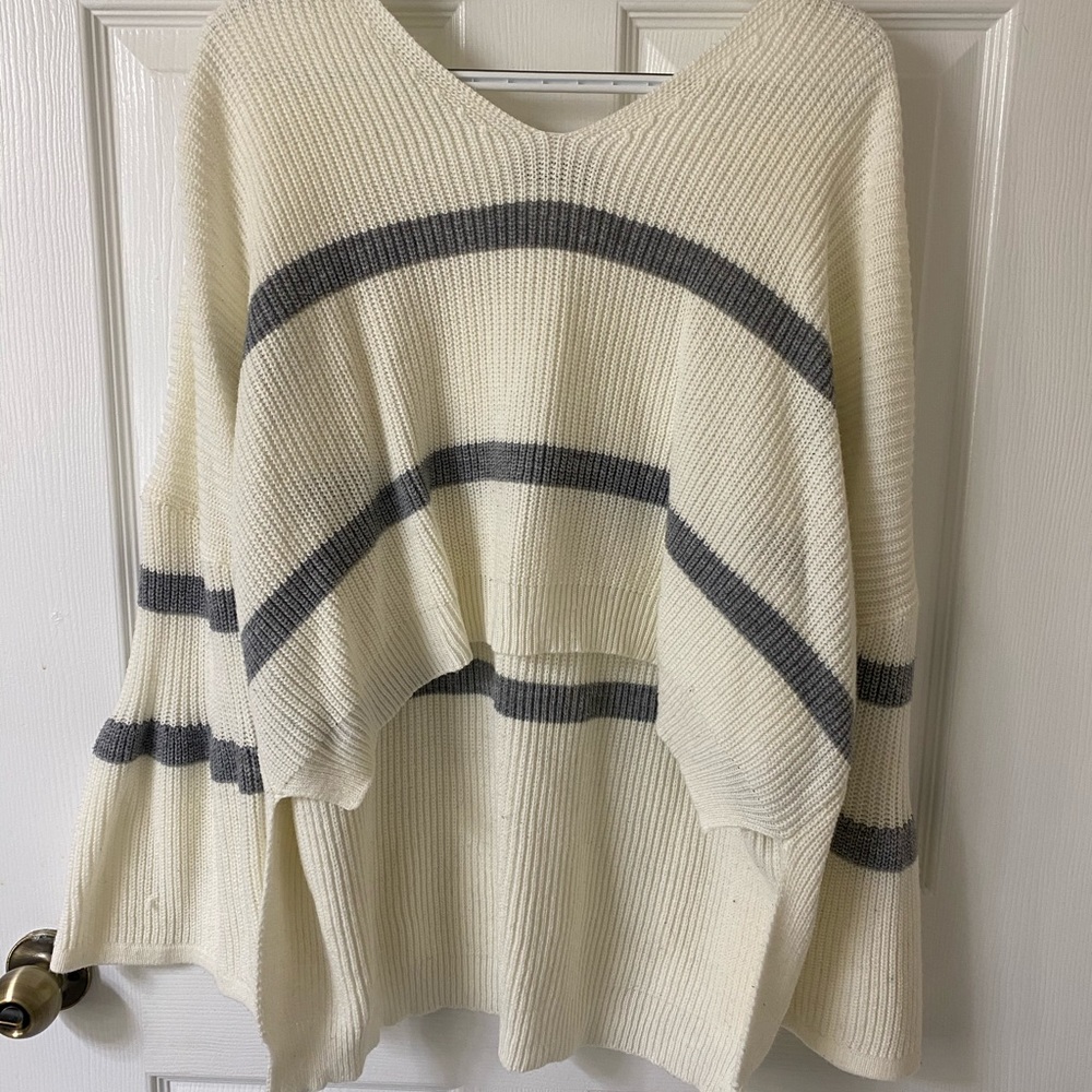 SHEIN High-Low Oversized Sweater w/ Bell Sleeves